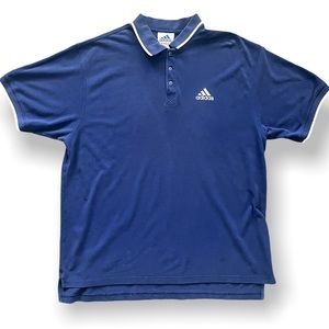 Vintage X-Large Adidas Navy Blue Polo Shirt